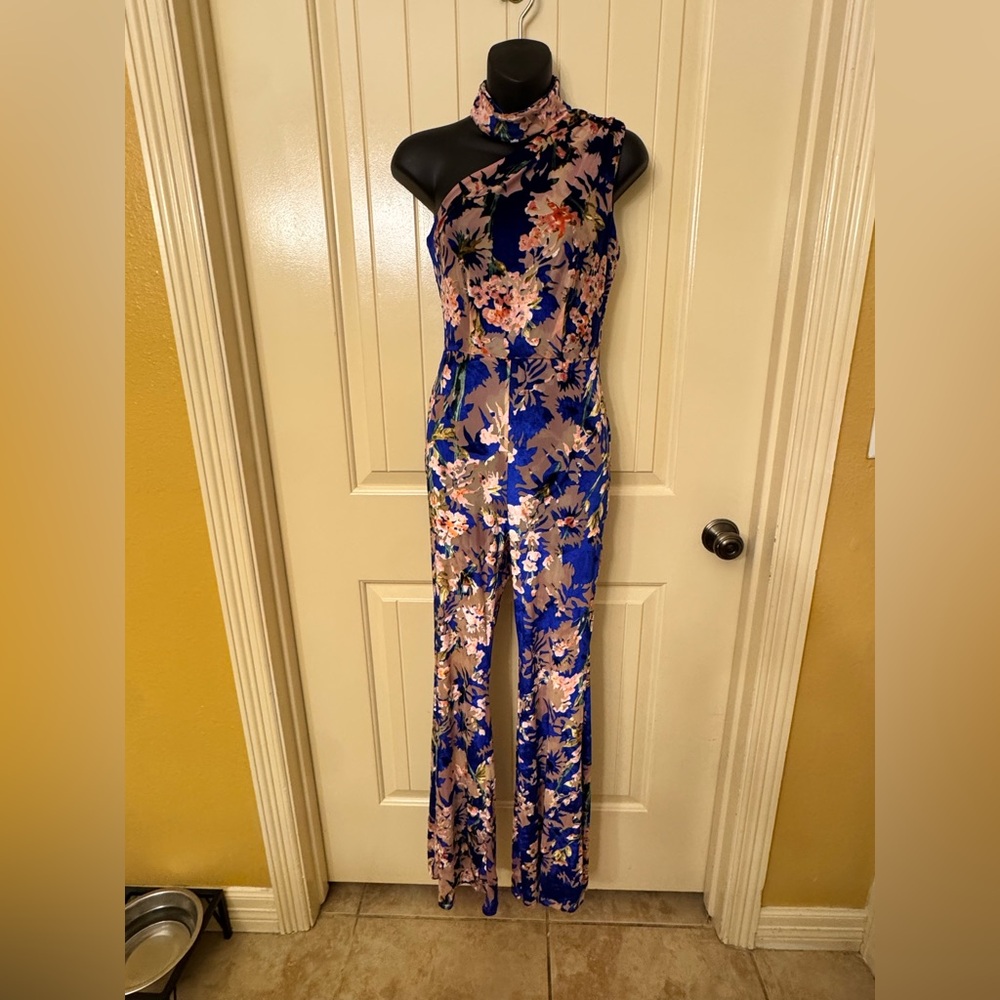 NWT Nasty Gal in your dreams velvet floral Jumpsuit size 02 - Picture 2 of 5